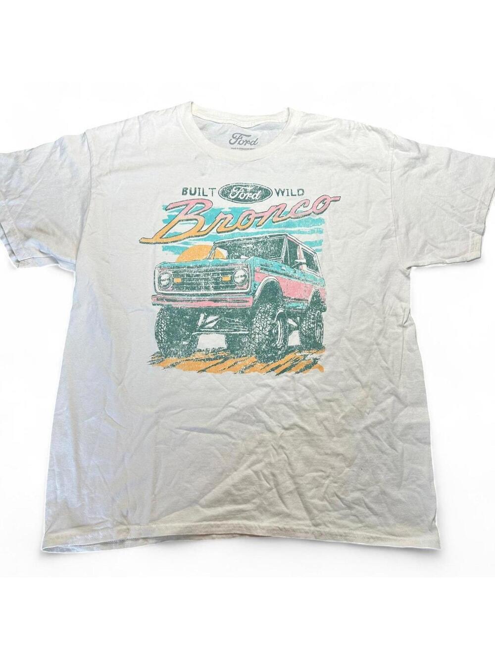 Ford Bronco Built Wild Graphic T-Shirt White Large